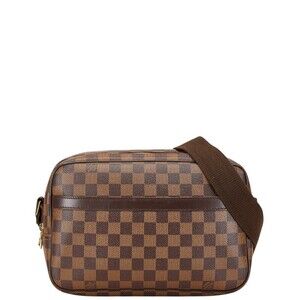 Louis Vuitton Damier Reporter Crossbody Shoulder Bag Brown Leather